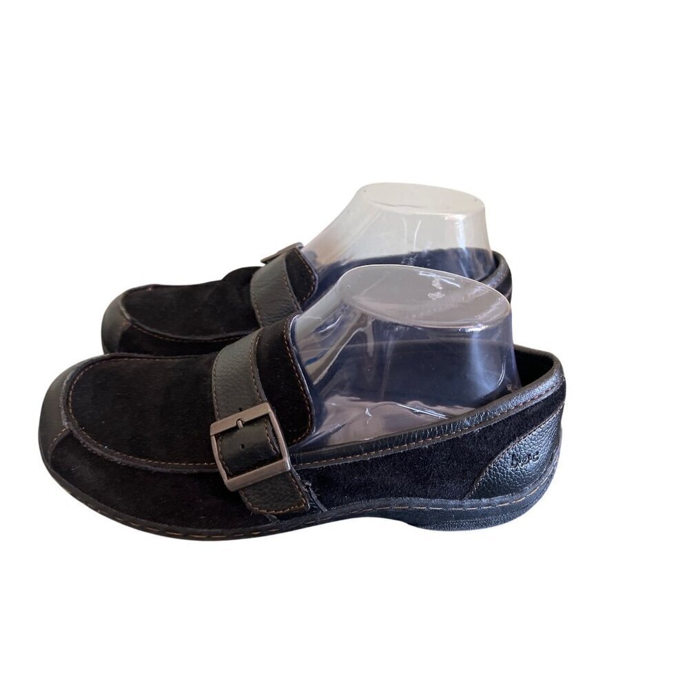 B.O.C. Womens Black Suede & Leather Loafers  7 With‎ Buckle Closure